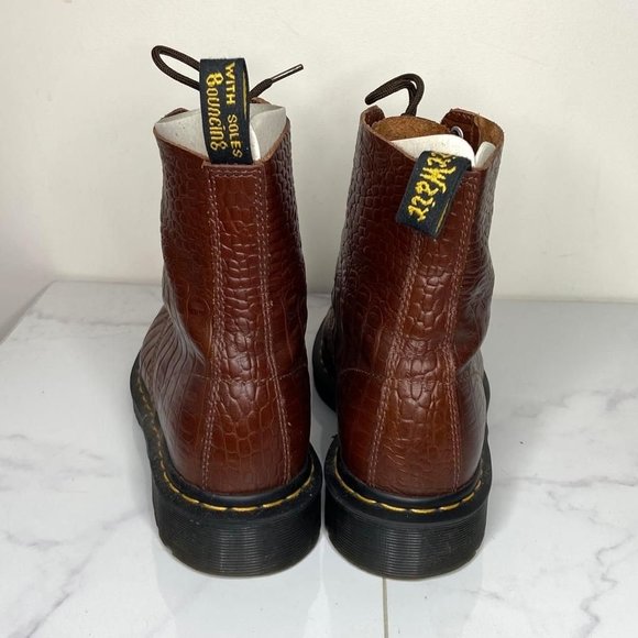 Dr. Martens CROC Pascal Dark Brown Vibrance Croco Leather Combat Boots 10 UK 43 - Picture 6 of 12